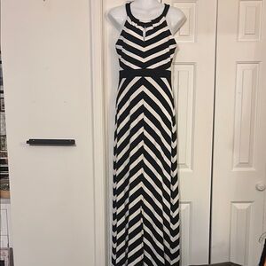 White House Black Market Black and White Halter Maxi Sundress-NWT